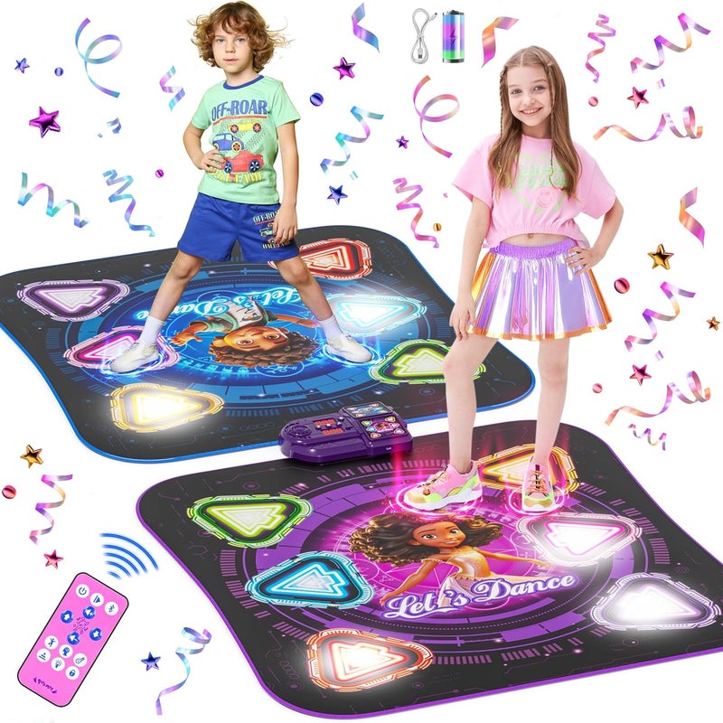 Surelect Store Dance Mat, 2025 Rechargeable Light-Up 2-Player Opposing Dance Pad with Bluetooth, 12-Button Music Dancing Toy, Christmas Birthday Gift for 3-12 Year Old Boys Girls - Image 1